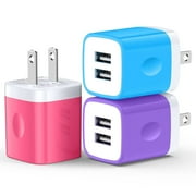 USB Wall Charger Block Adapter Plug,HopePow 5V/2.1A/3Pack Dual Ports Wall Charger Block Fast Charging Block Brick for Android Phone Charger Block Type C